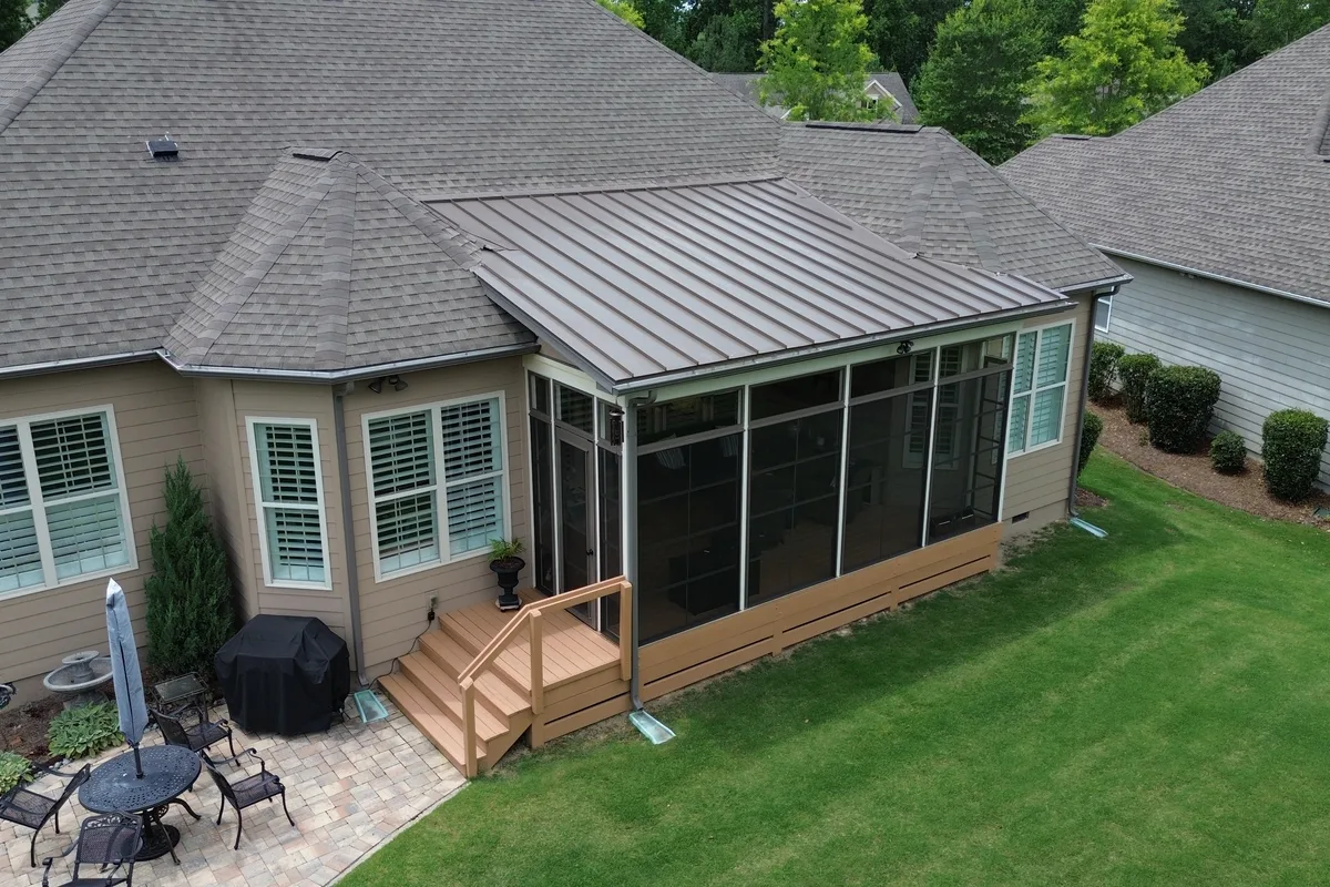 3-season addition vinyl-film detail Creekside Charlotte contractor finished