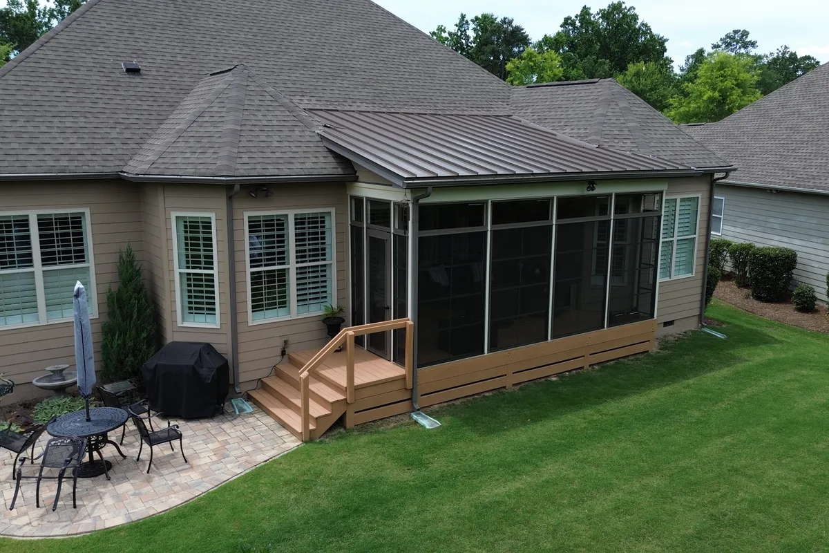 Vinyl sunroom installation detail 3-season room Creekside Charlotte NC