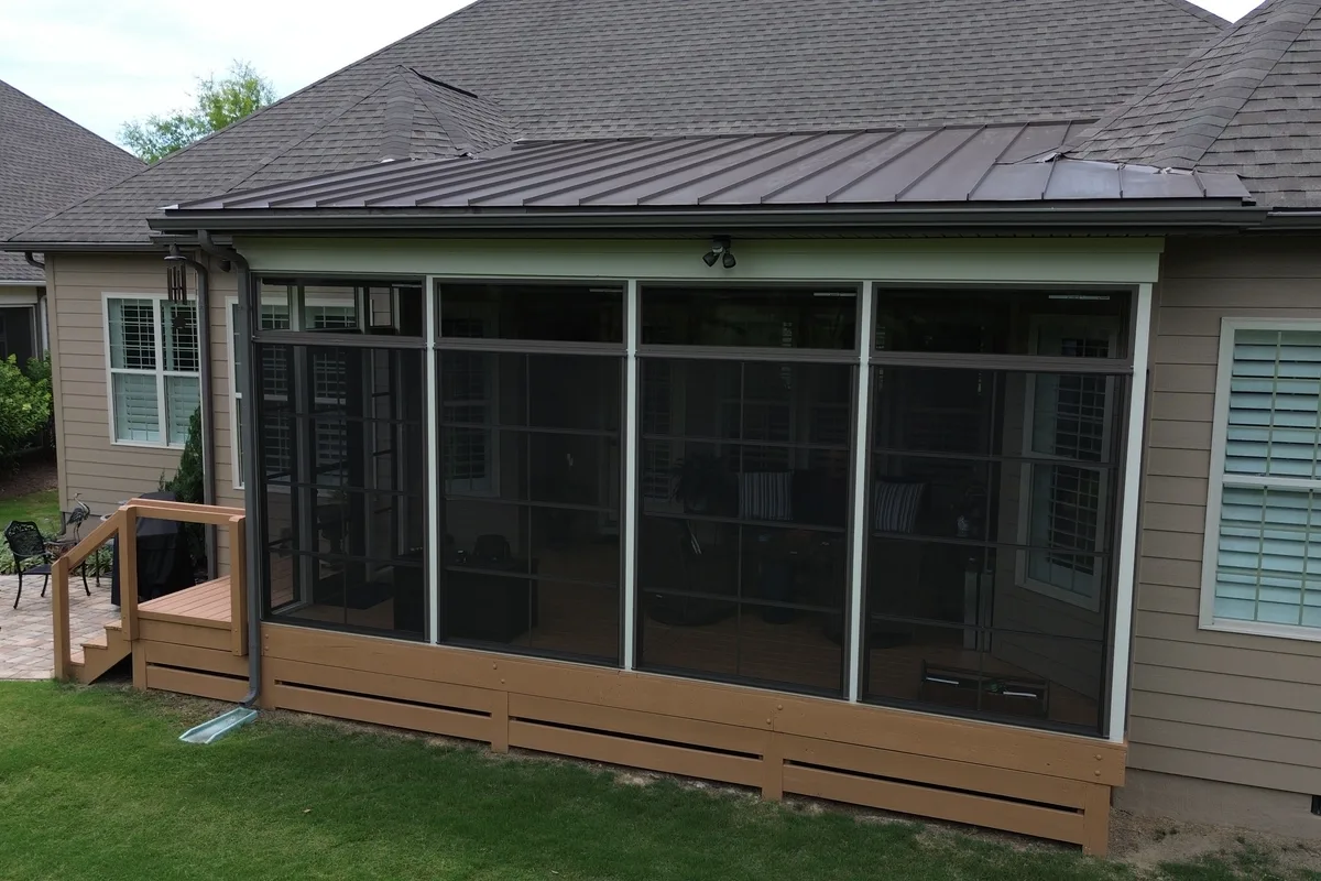 3-season enclosure vinyl-film detail Charlotte porch contractor finished