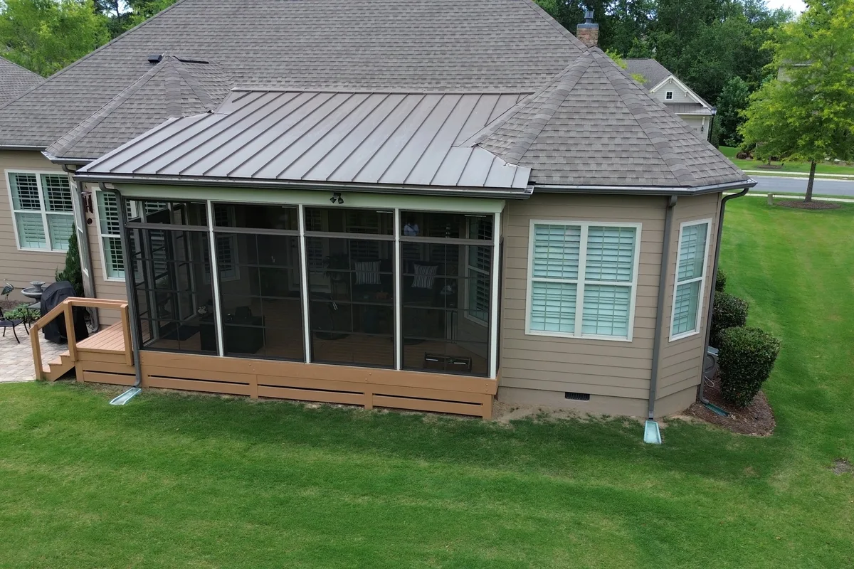 3-season porch enclosure vinyl-film detail Charlotte North Carolina finished