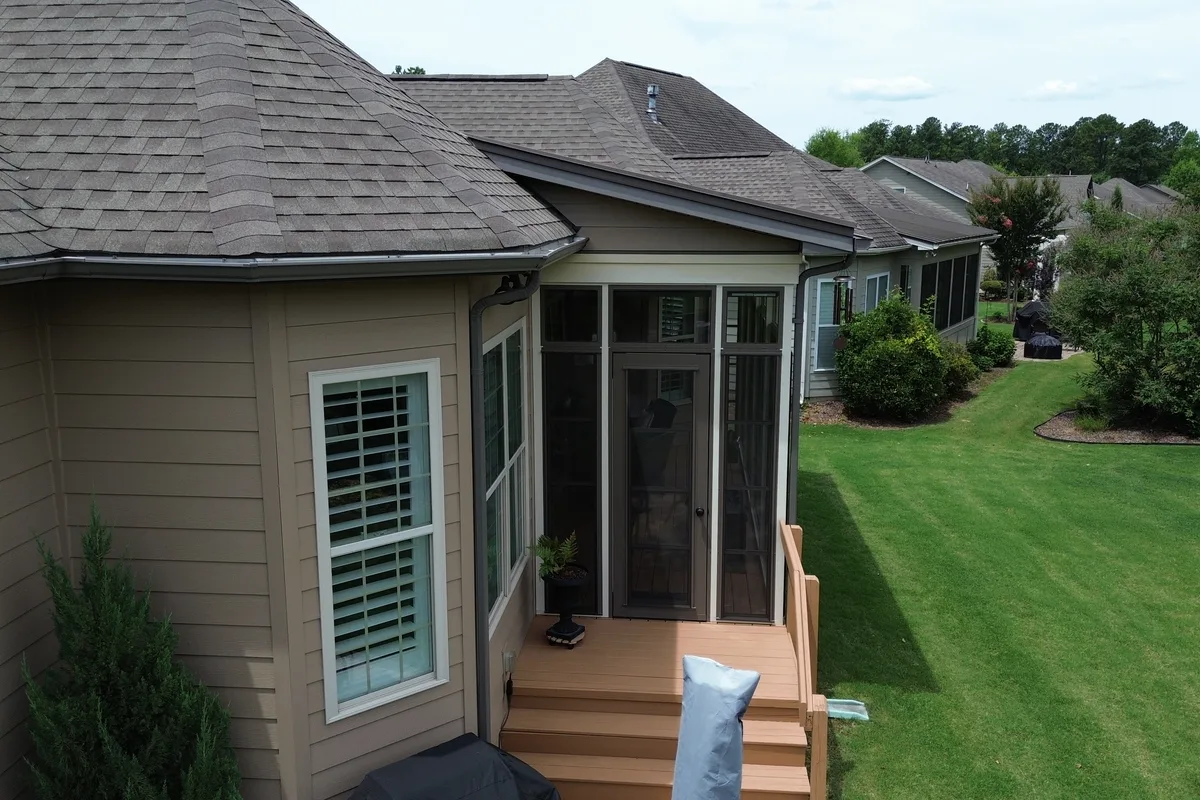 Vinyl sunroom 3-season detail Creekside Charlotte Mecklenburg County complete