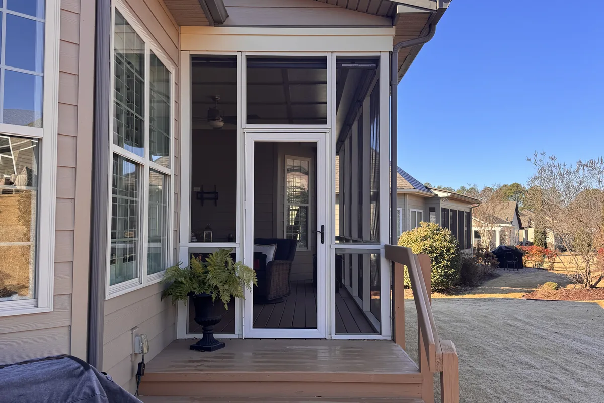 Original porch before 3-season enclosure contractor Mecklenburg County NC