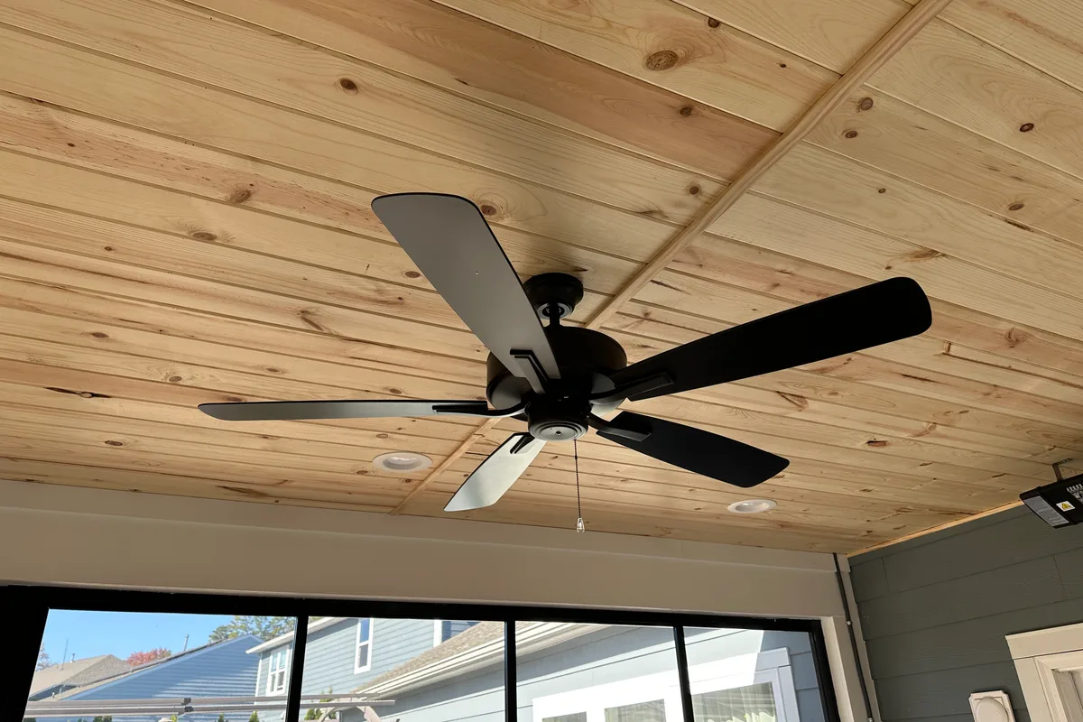 Vinyl porch enclosure detail work completed at The Ramble Huntersville NC