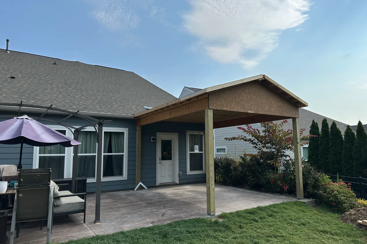 Vinyl film sunroom construction phase at The Ramble screened porch Huntersville