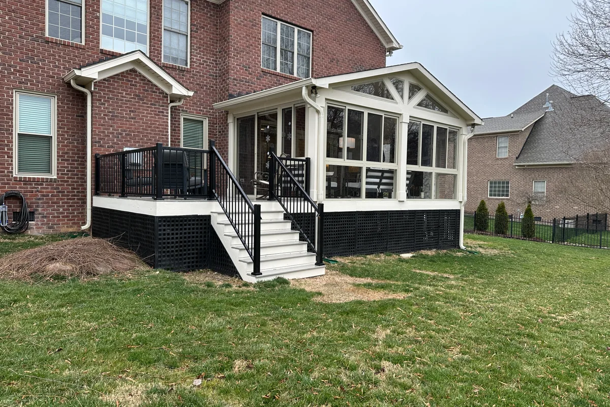 Glass room addition detail showing framing Four Wood Matthews NC