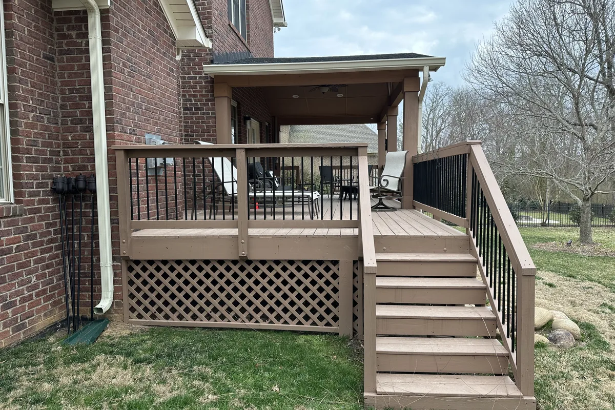 Existing porch structure before 3-season glass room installation Matthews