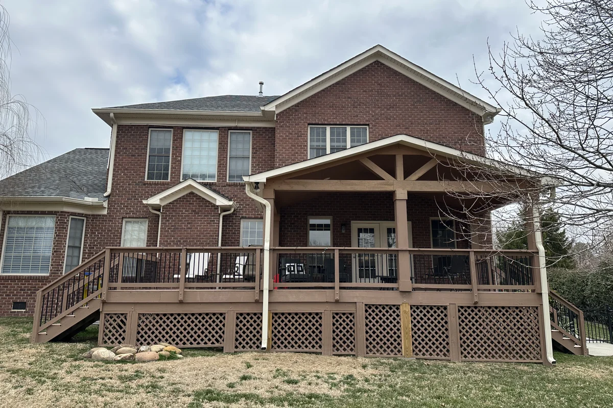 Completed 3-season glass enclosure exterior view at Four Wood, Matthews NC