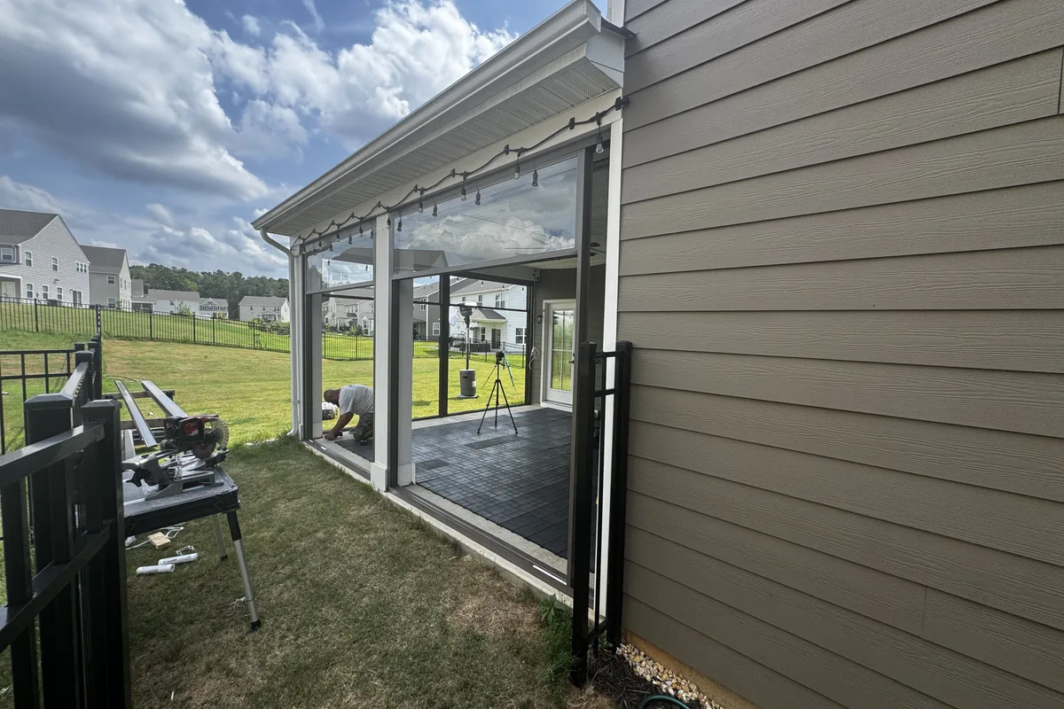 3-season glass enclosure construction in progress Indian Trail NC