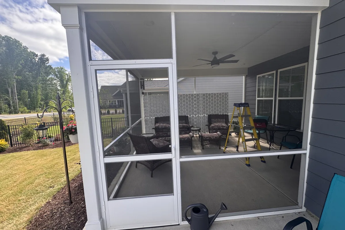 Existing porch structure before 3-season glass room addition in Indian Trail NC
