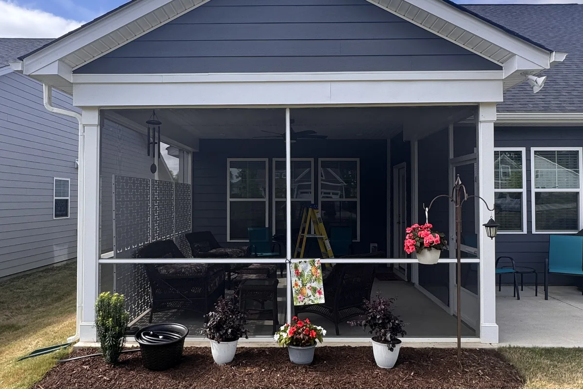 Existing outdoor space before glass room addition in Indian Trail NC