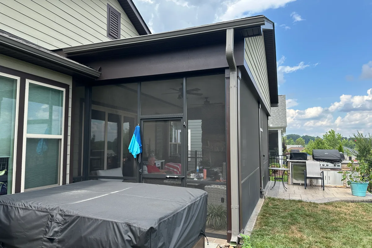 Original deck area prior to glass sunroom installation Stanley NC