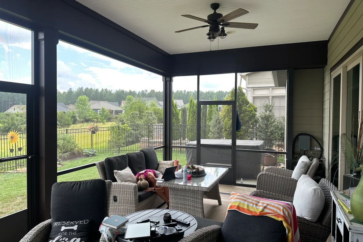 Existing porch before glass enclosure project Stanley North Carolina