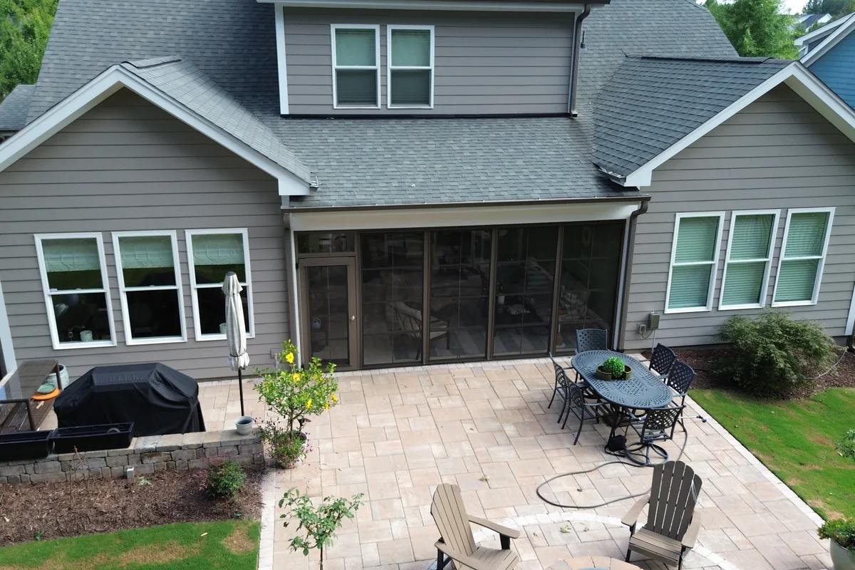 Completed Valverax 3-season vinyl-film porch enclosure project on Gaston County NC residential property