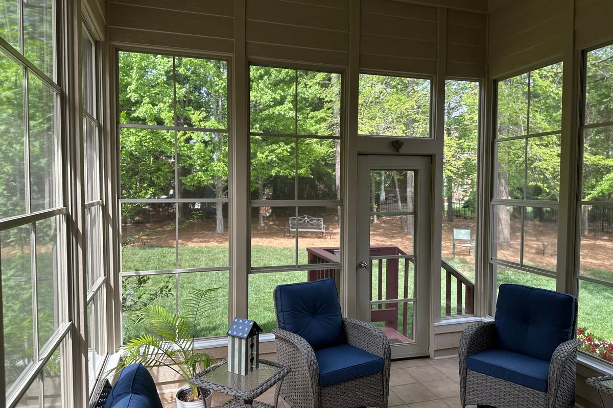Vinyl film sunroom contractor detail work Matthews NC