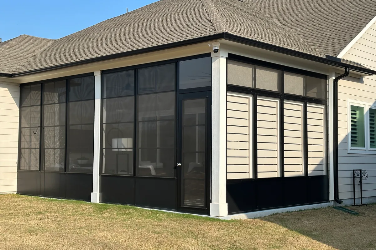 Close-up of vinyl film sunroom installation quality Waxhaw NC