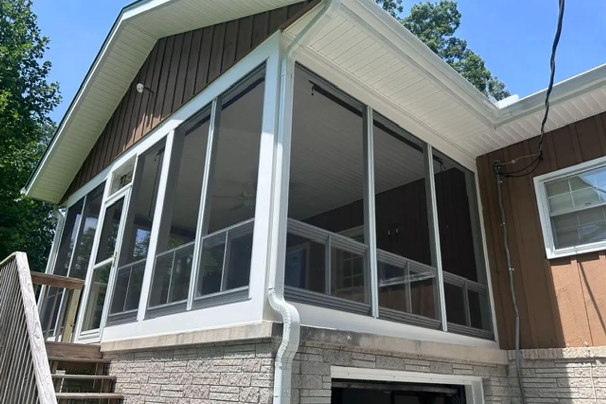 Completed vinyl film sunroom detail Henderson County NC near Flat Rock