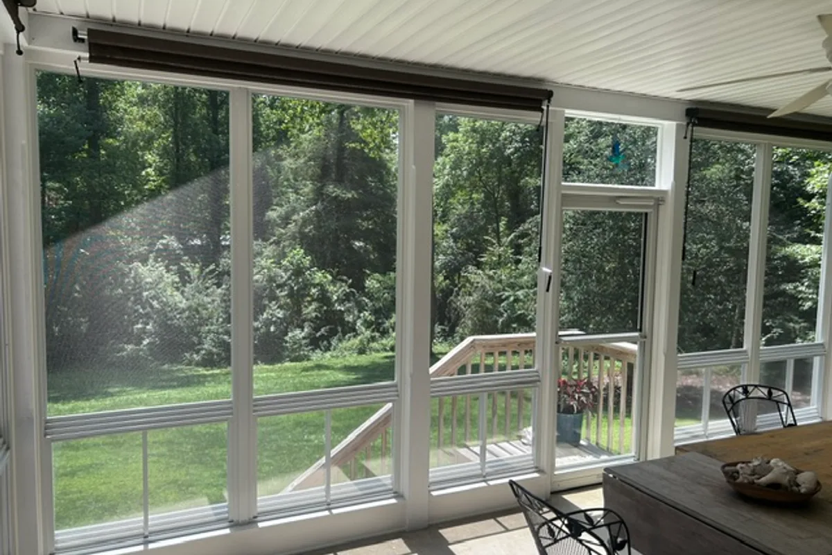 Finished vinyl enclosure sunroom detail Flat Rock Henderson County NC