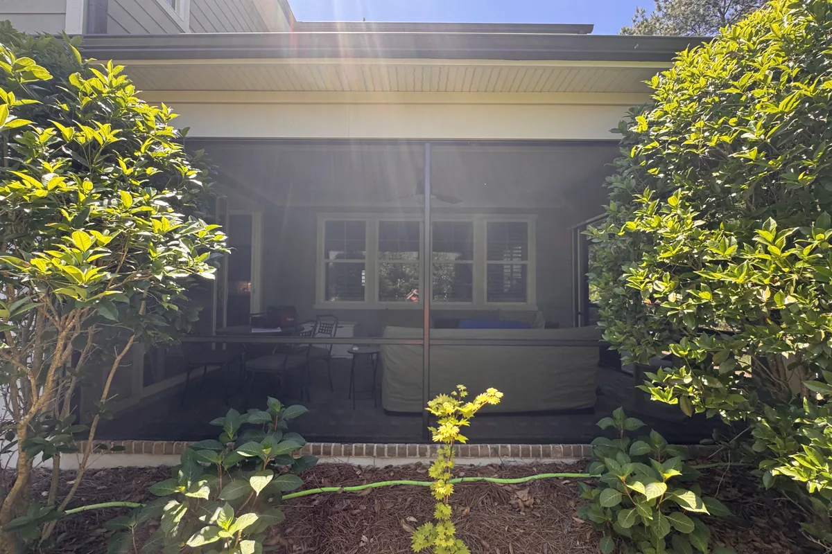 Original structure detail before 3-season room vinyl enclosure in Mecklenburg County