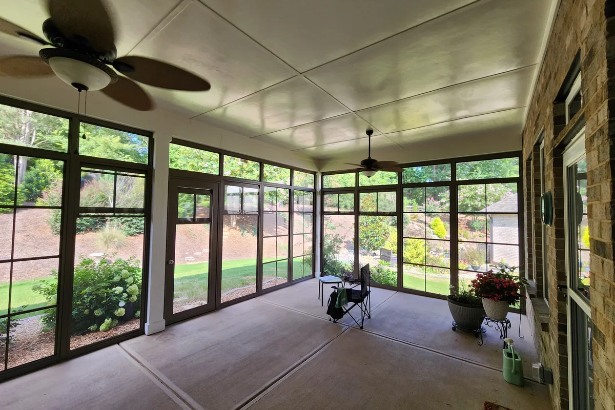 Construction details of vinyl film porch enclosure project Matthews