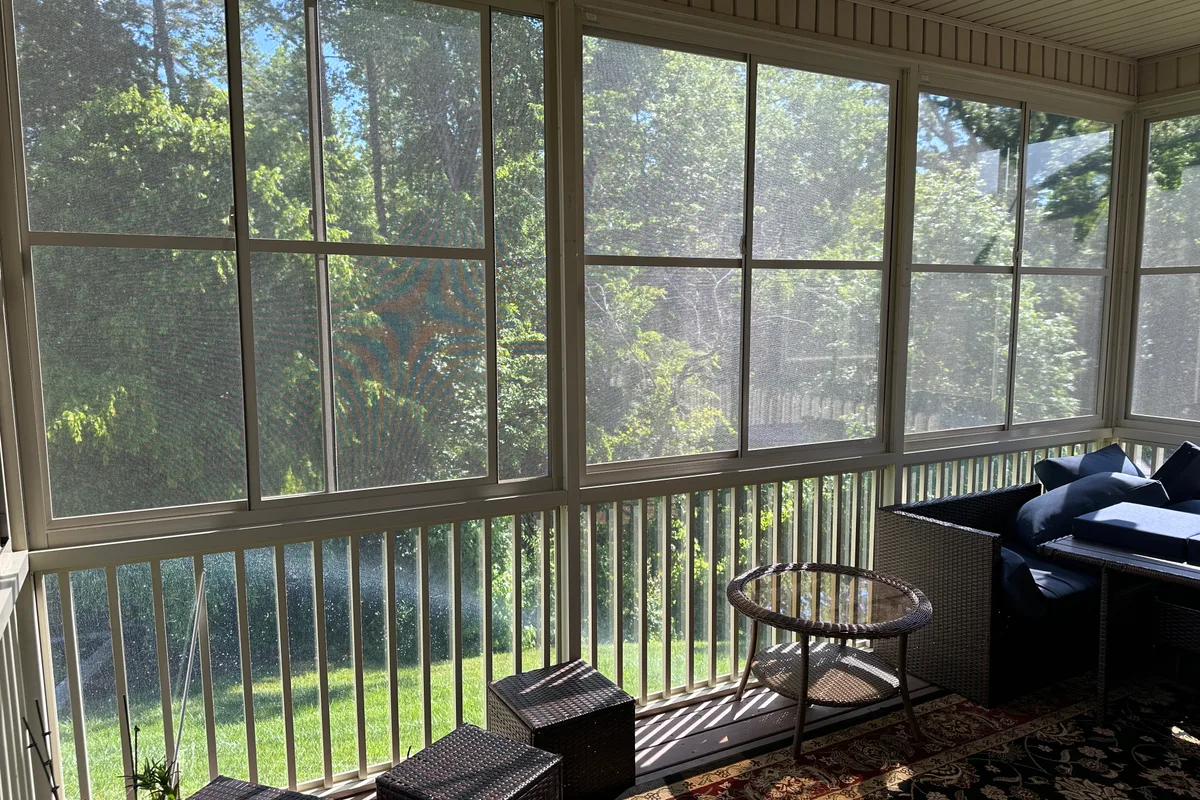 Vinyl sunroom installation detail 3-season enclosure Mint Hill NC
