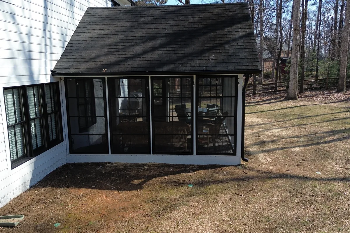 Finished 3-season room with vinyl film detail Charlotte NC area