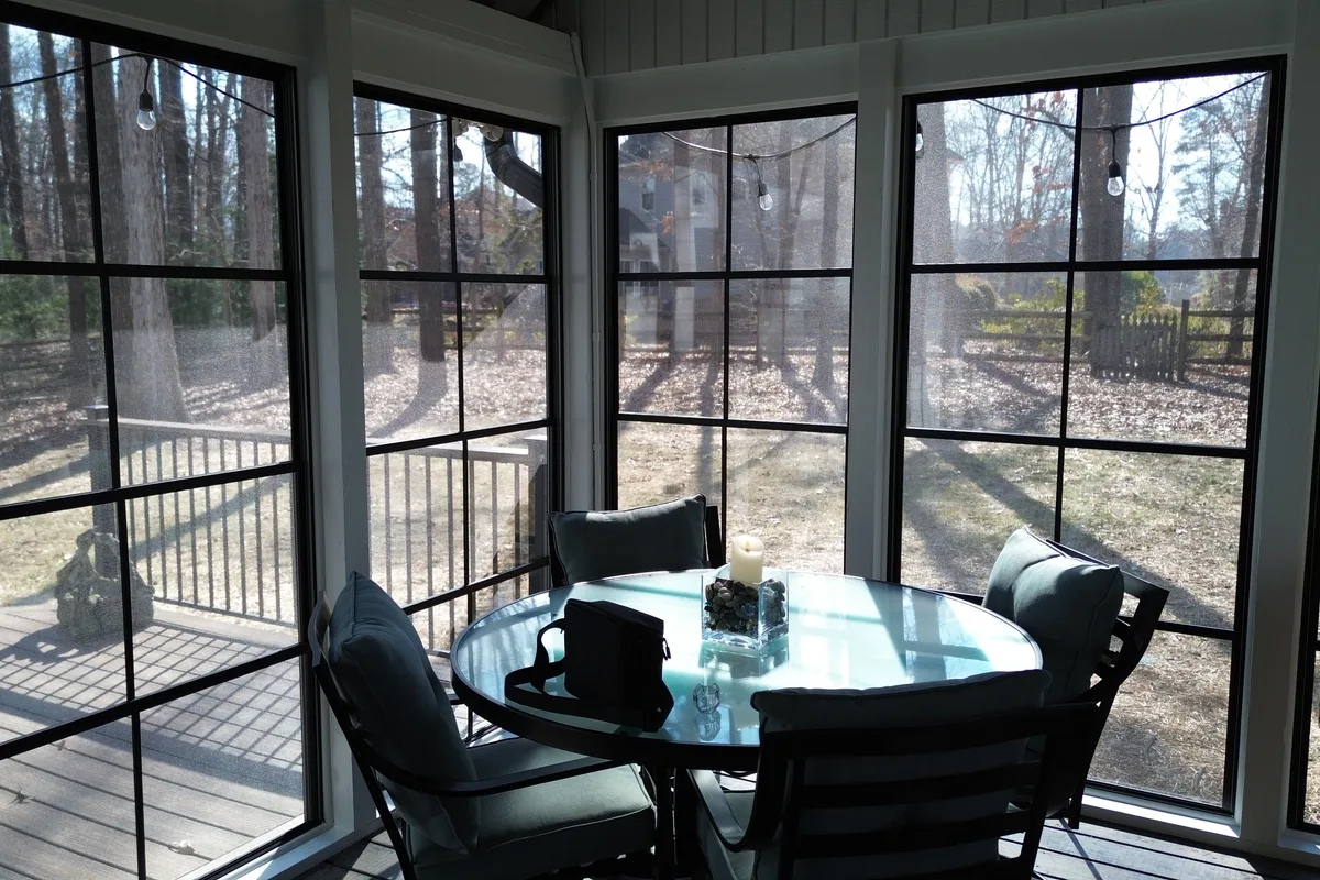 3-season sunroom with vinyl film enclosure detail Union County NC