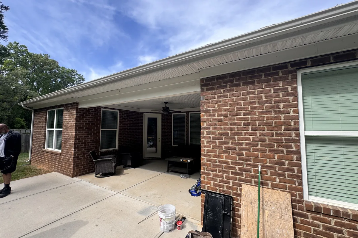 Before: existing porch structure in Mecklenburg County before vinyl-film enclosure installation