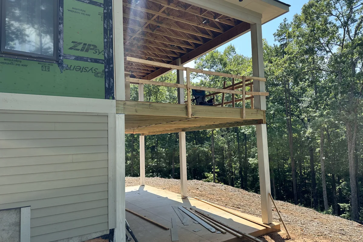 Existing porch structure before vinyl film enclosure installation Six Mile