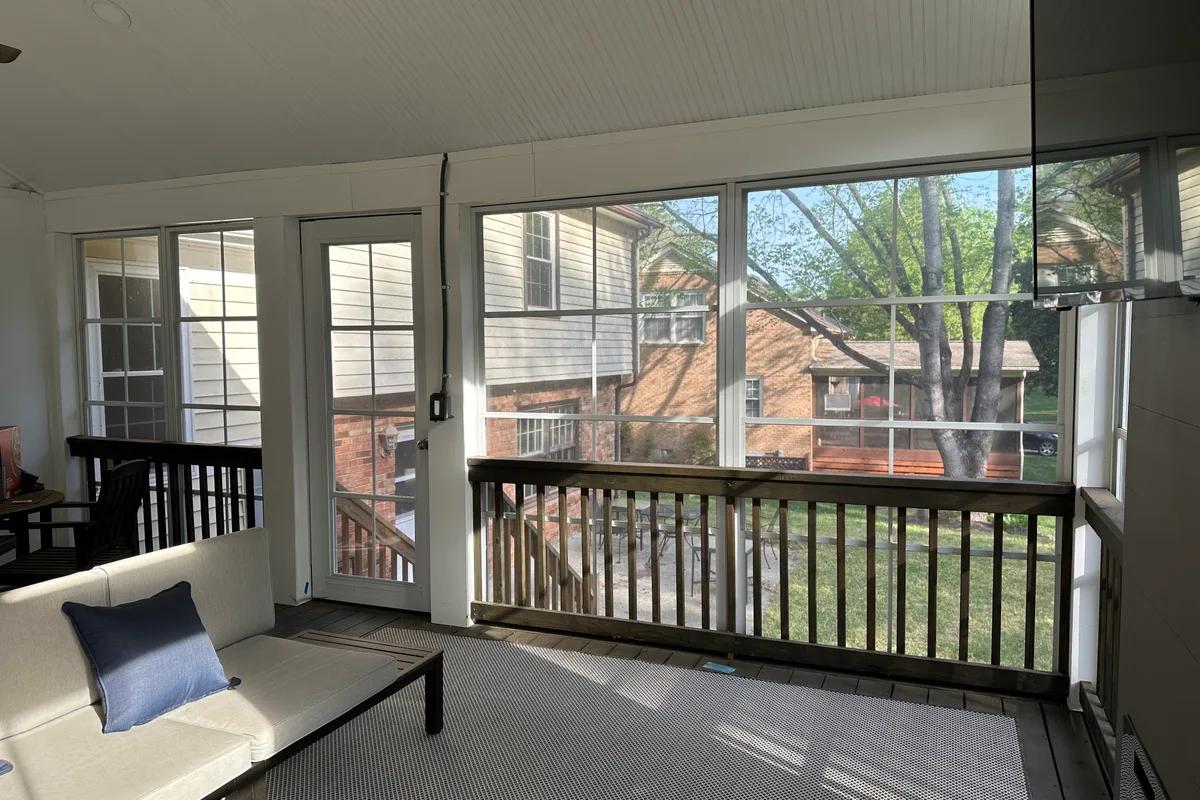 Porch enclosure contractor finished detail work in Summerlin, Charlotte North Carolina