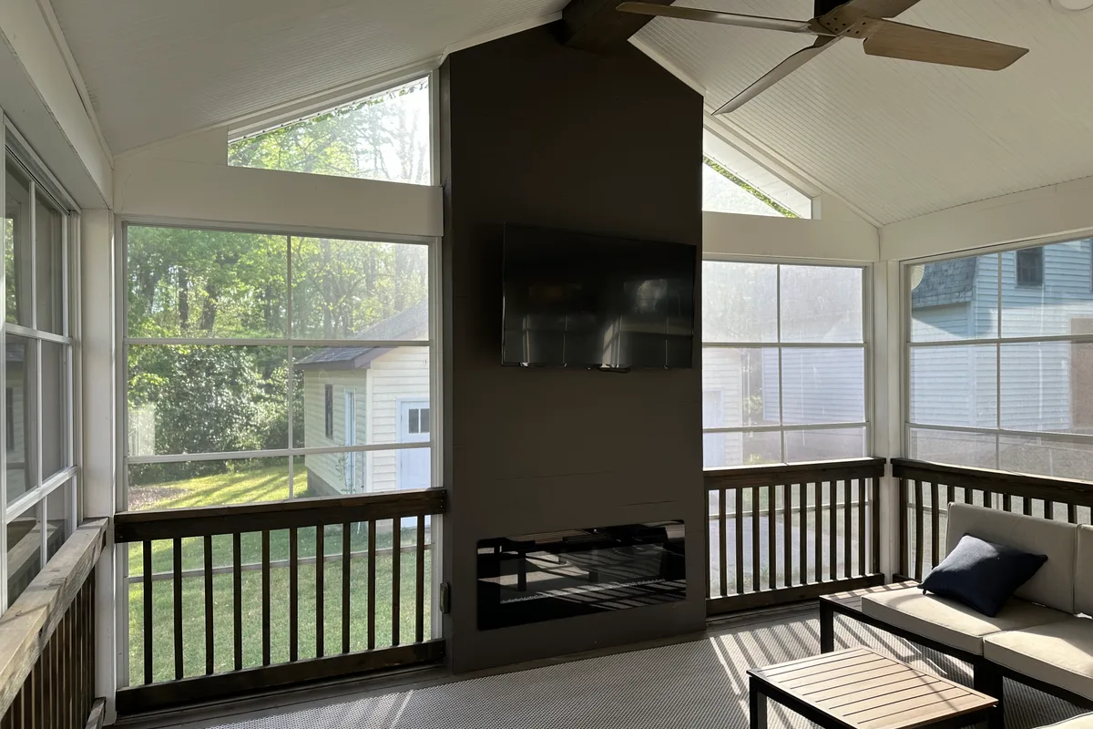 Completed sunroom contractor work showing vinyl film detail in Summerlin Charlotte