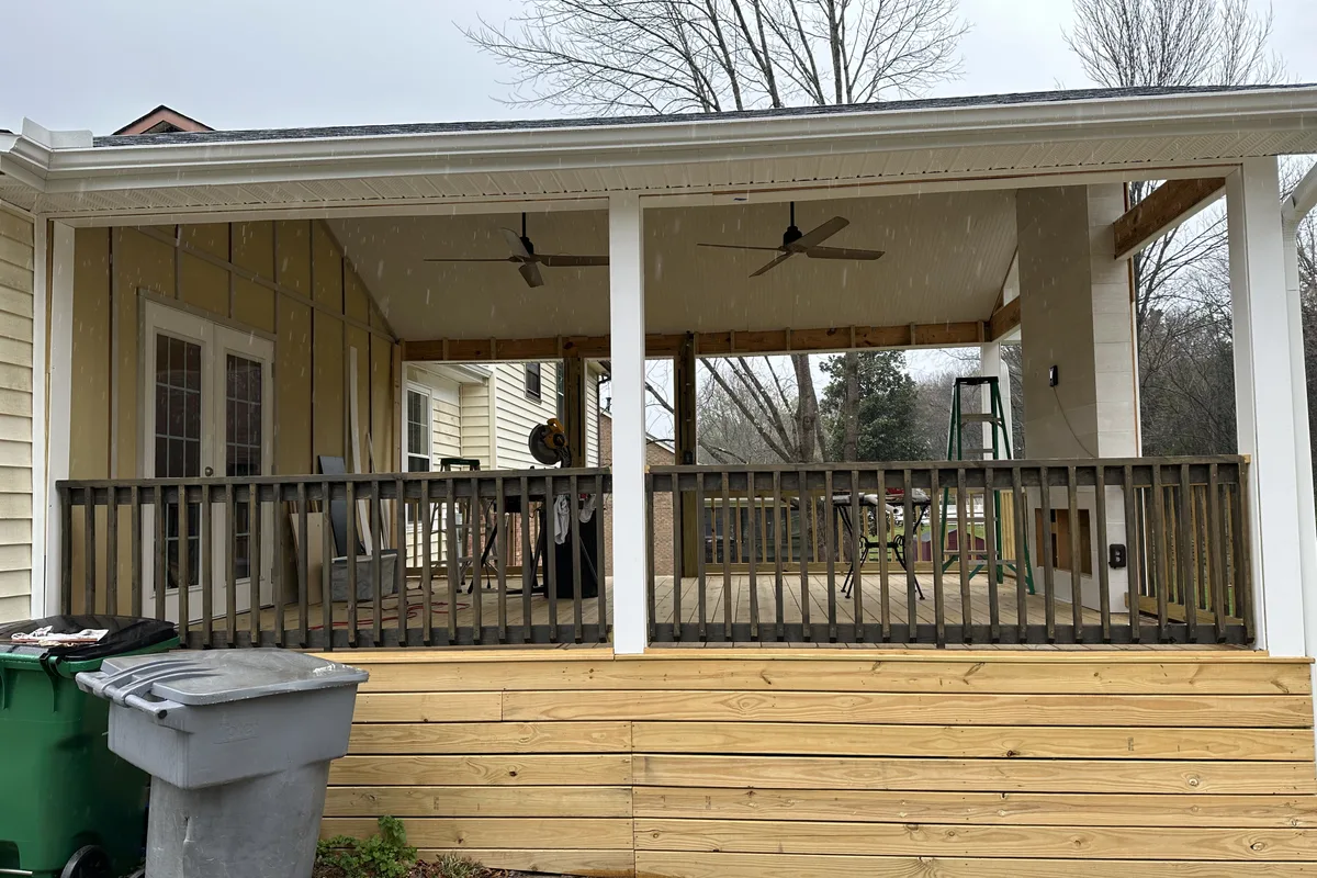 Original open porch before 3-season room enclosure in Summerrin, Charlotte NC