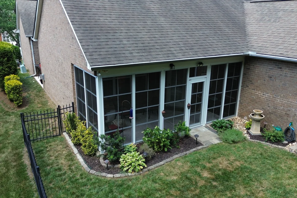 Completed screened porch enclosure detail Charlotte Weddington NC