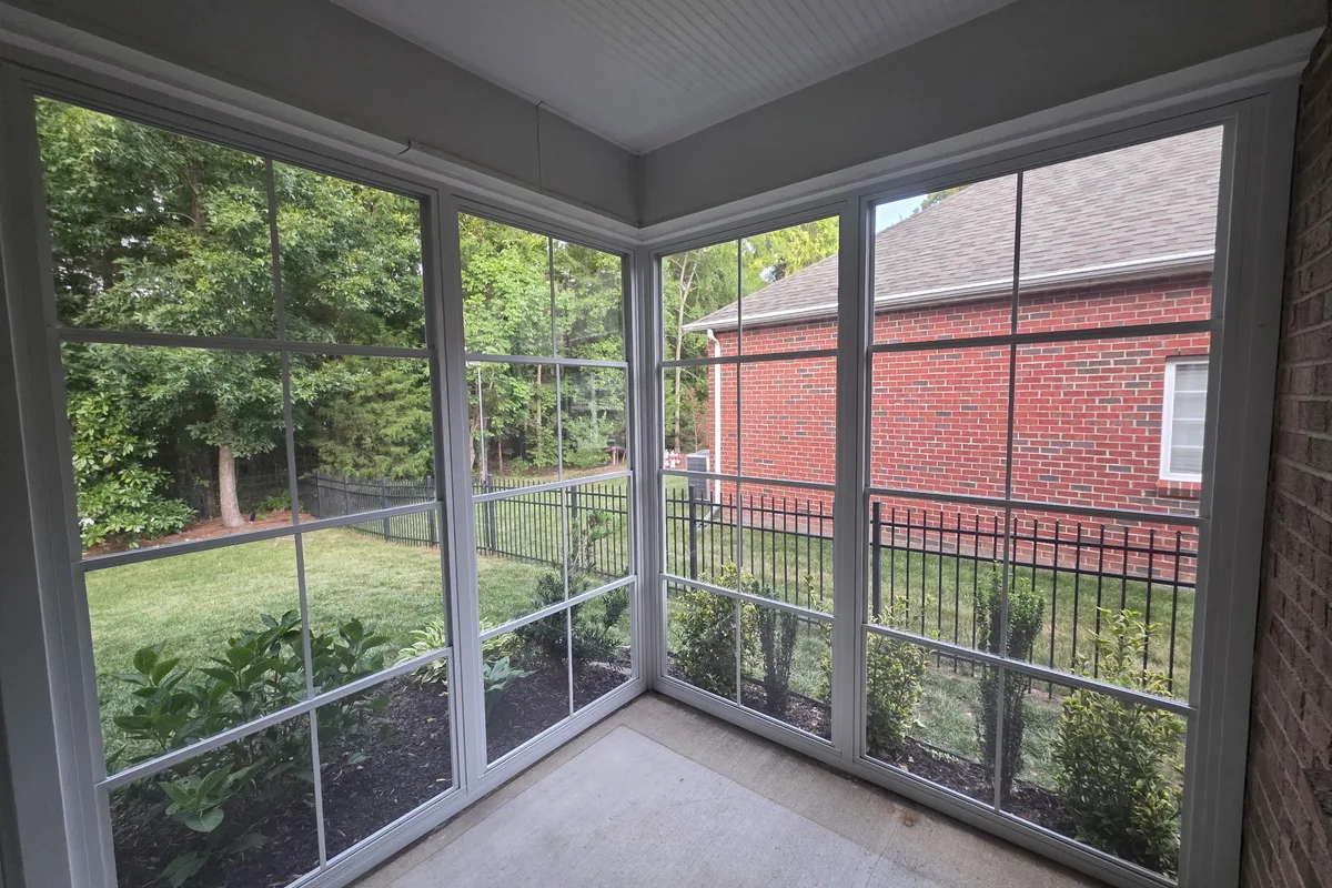 3-season sunroom vinyl film installation detail Charlotte NC