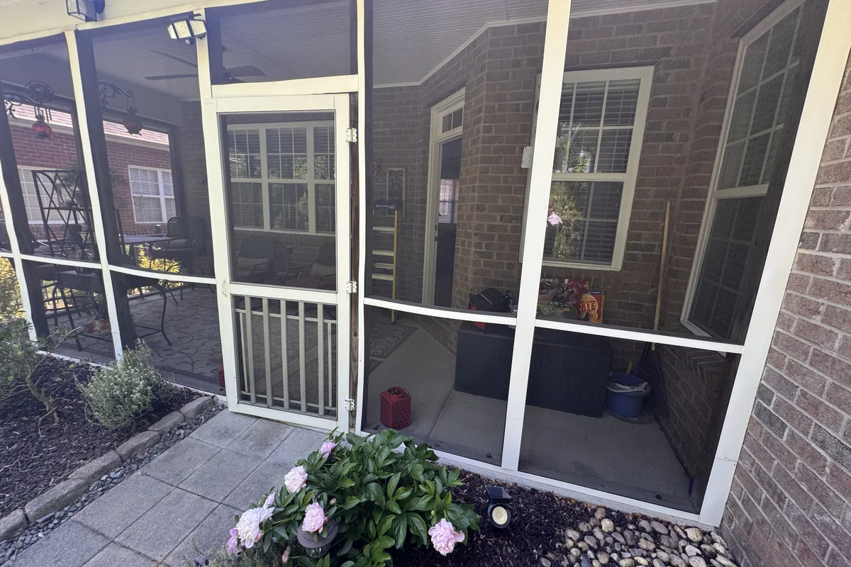Porch frame before vinyl film 3-season enclosure Charlotte NC