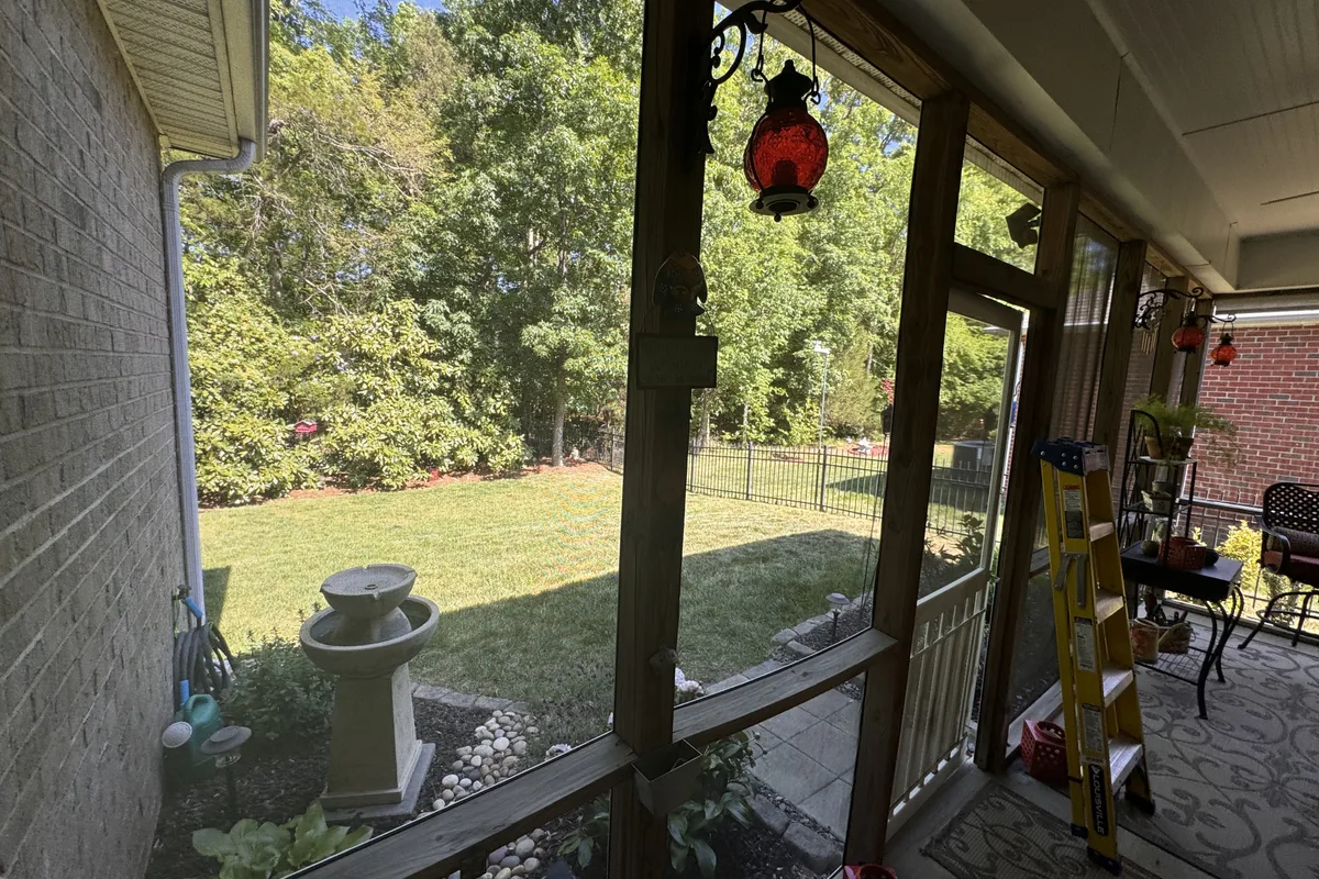 Existing porch detail before screened enclosure Mecklenburg County