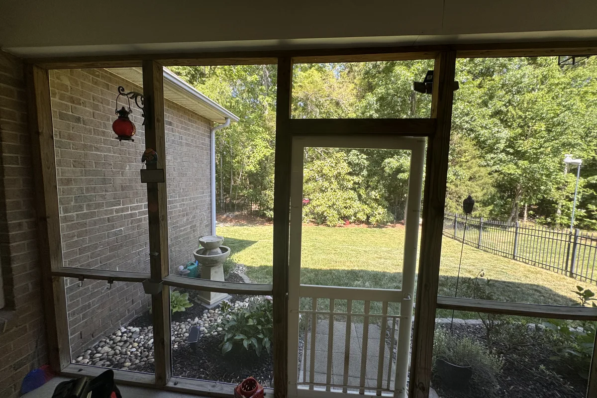 Structure before vinyl film porch conversion Weddington Charlotte NC