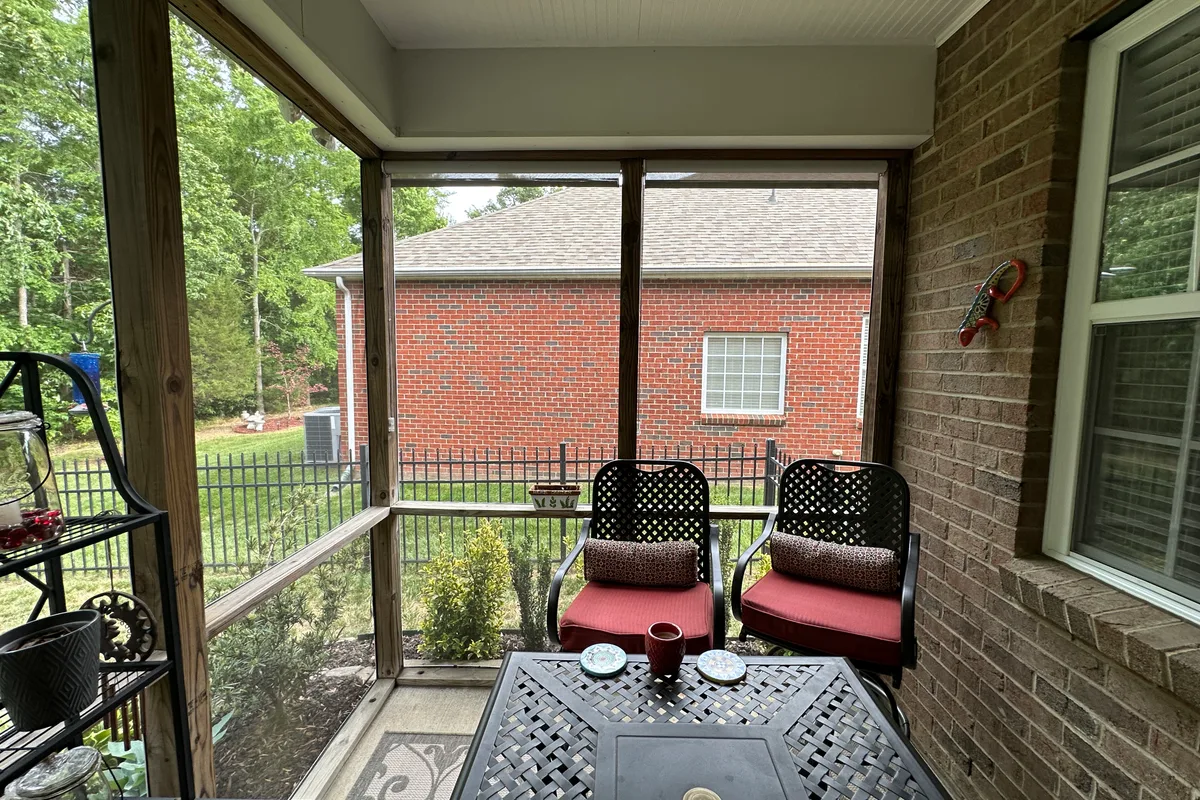 Open air porch before 3-season sunroom conversion Weddington NC
