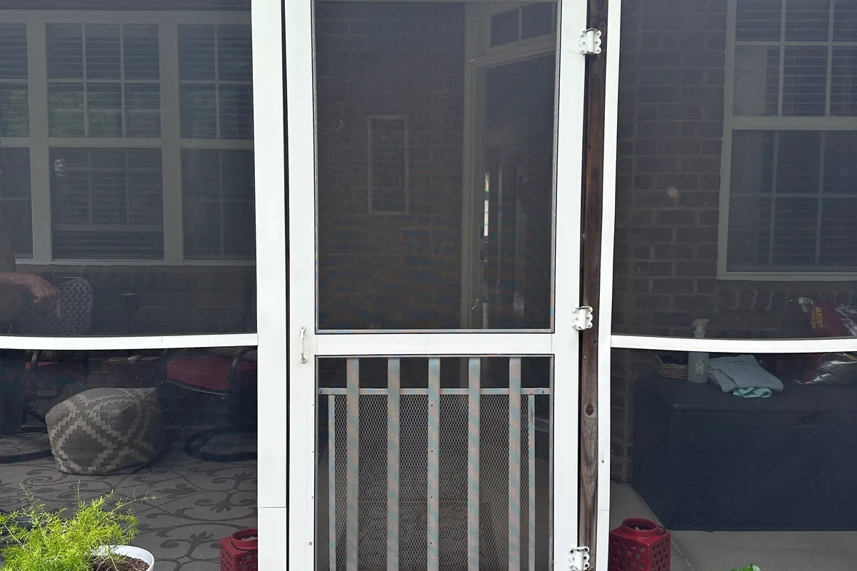 Porch structure detail prior to vinyl film enclosure Charlotte NC