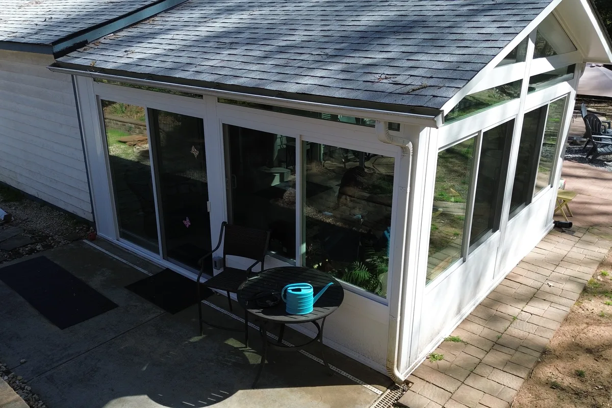 Completed 4-season enclosure exterior detail Charlotte NC