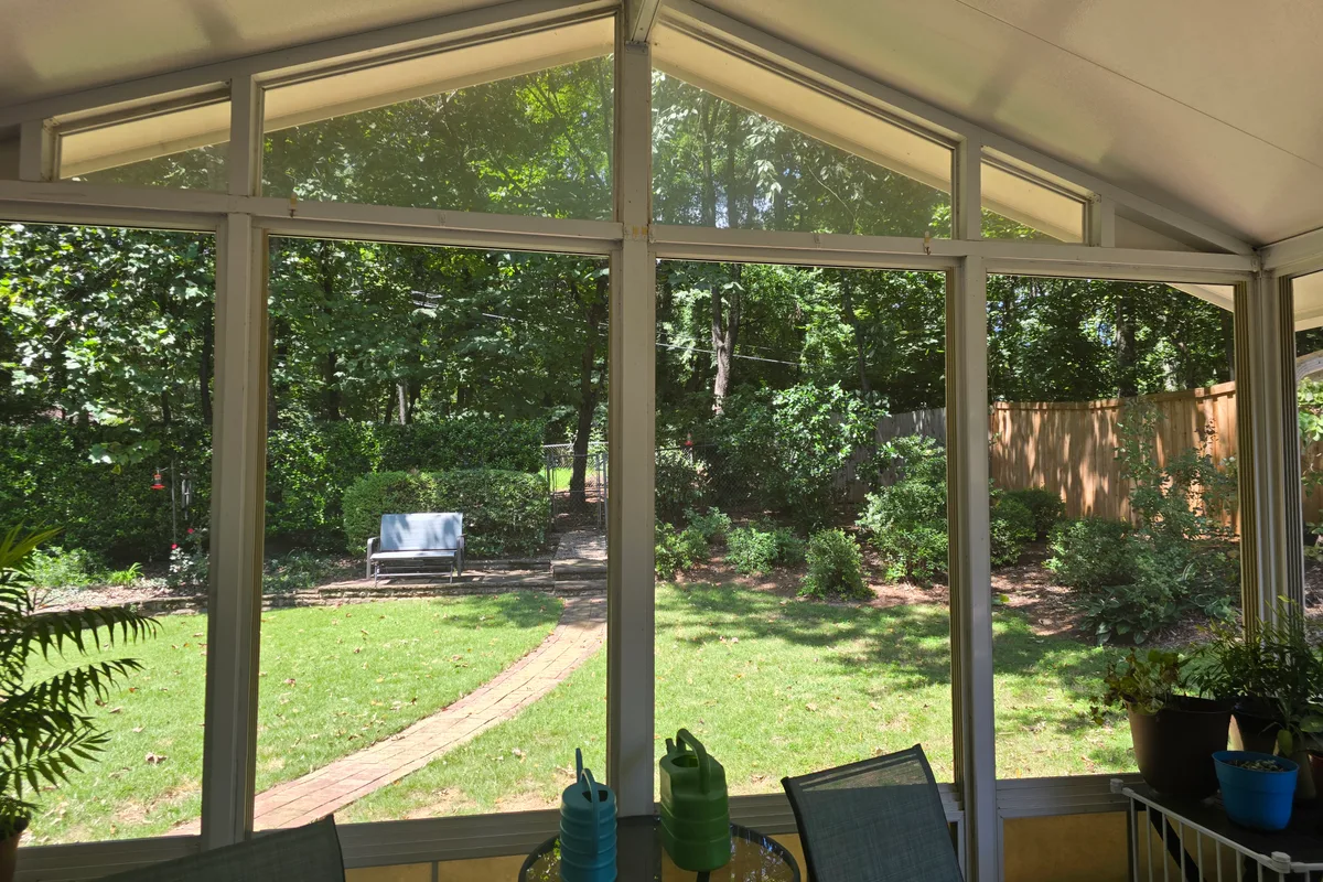 Sunroom interior before 4-season enclosure conversion Charlotte NC