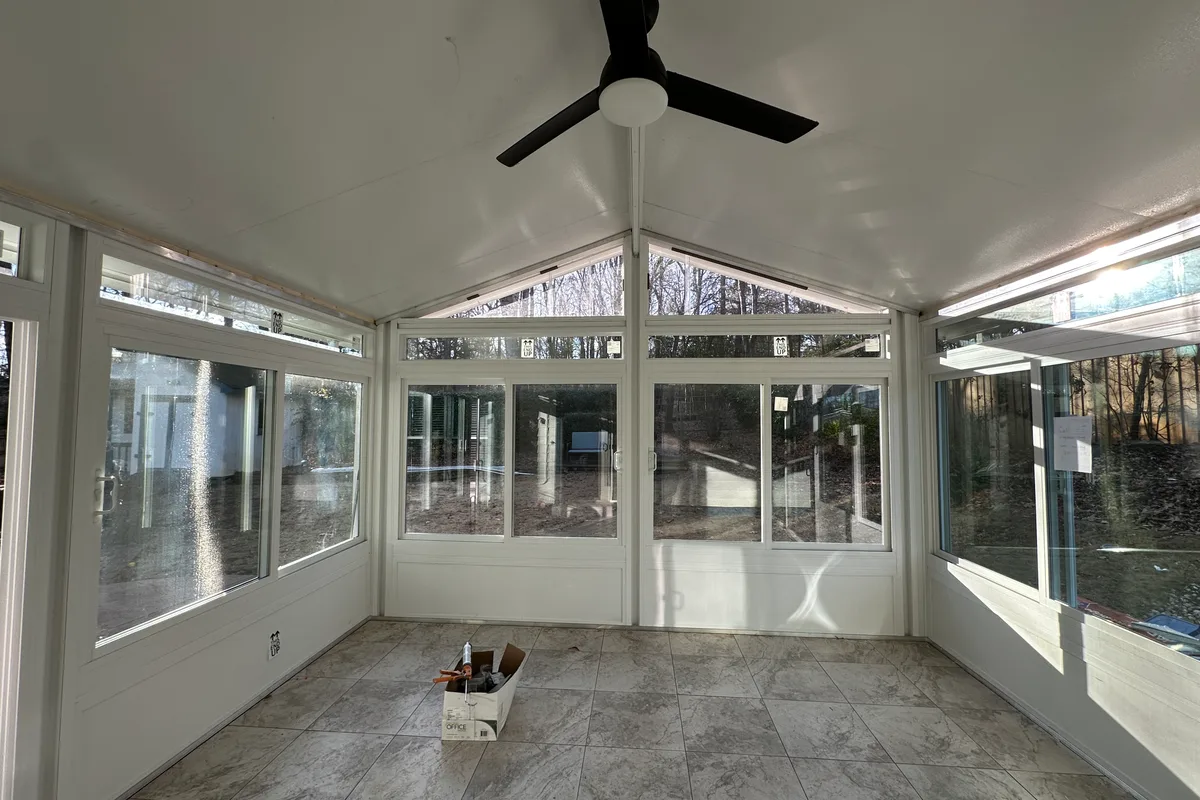 Four season room addition under construction in Rainbow Forest Charlotte