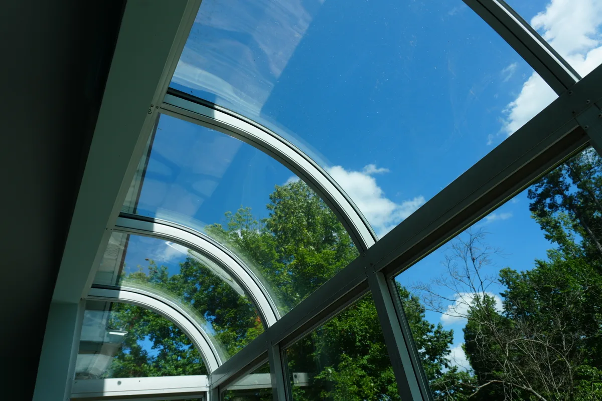 Completed enclosed sunroom detail by sunroom contractor Concord North Carolina