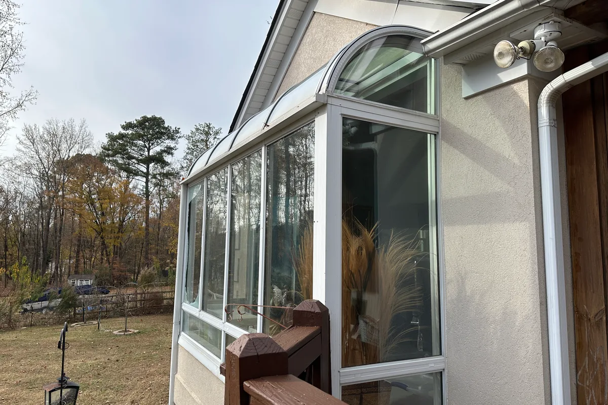 Before view of porch ready for 4-season enclosure project Concord North Carolina