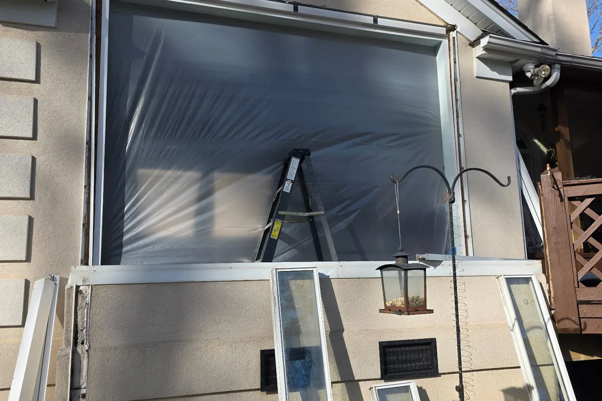 4-season porch installation underway by sunroom contractor Concord Cabarrus County
